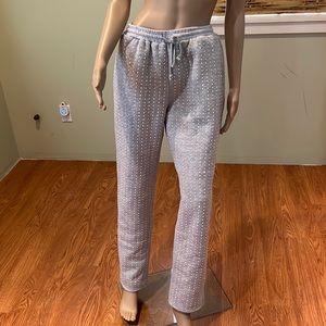 Beach Bunny Gray Sweatpants With Rhinestones On Front And Back Size L